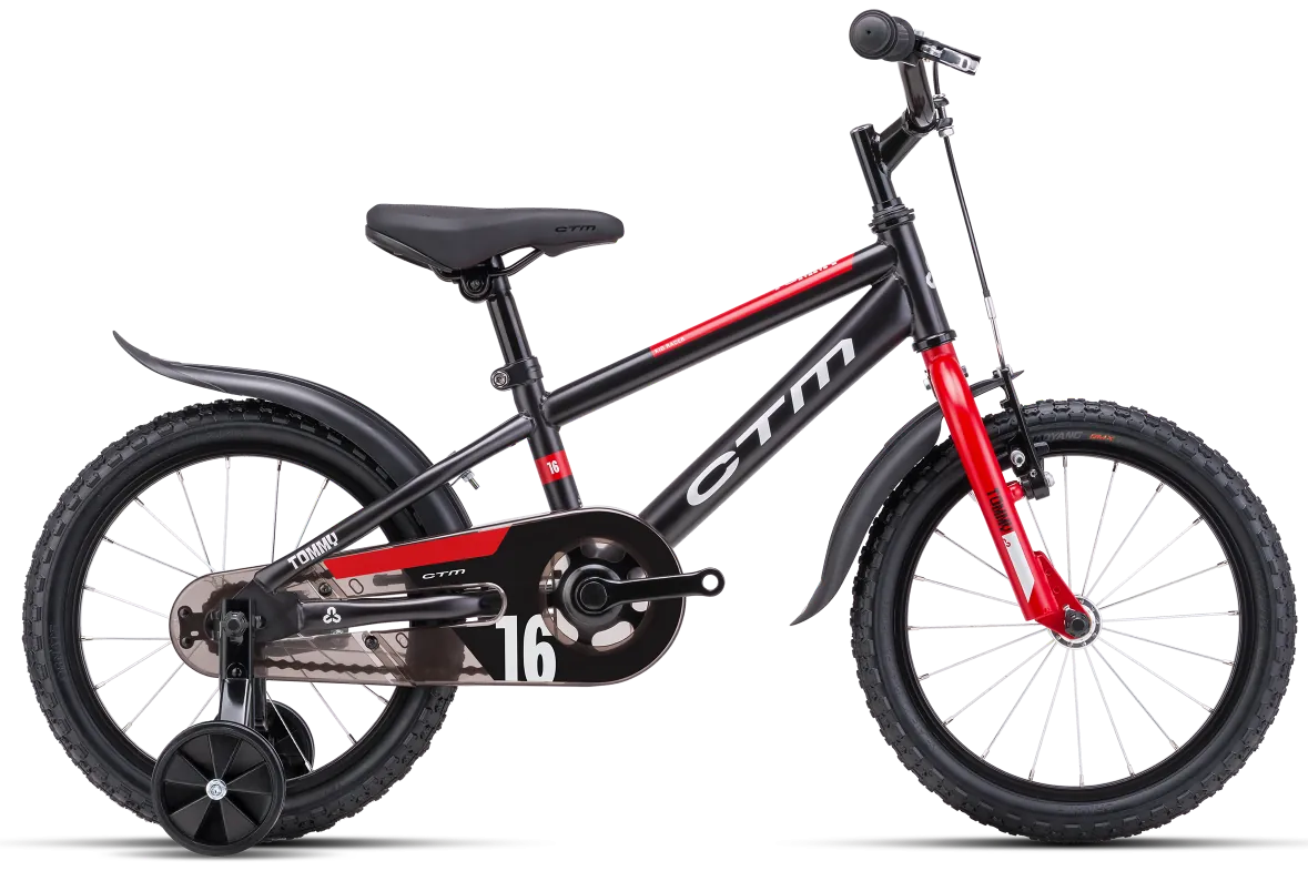 CTM Tommy schwarz 16 Zoll Kinderfahrrad mit Stützräder schwarz