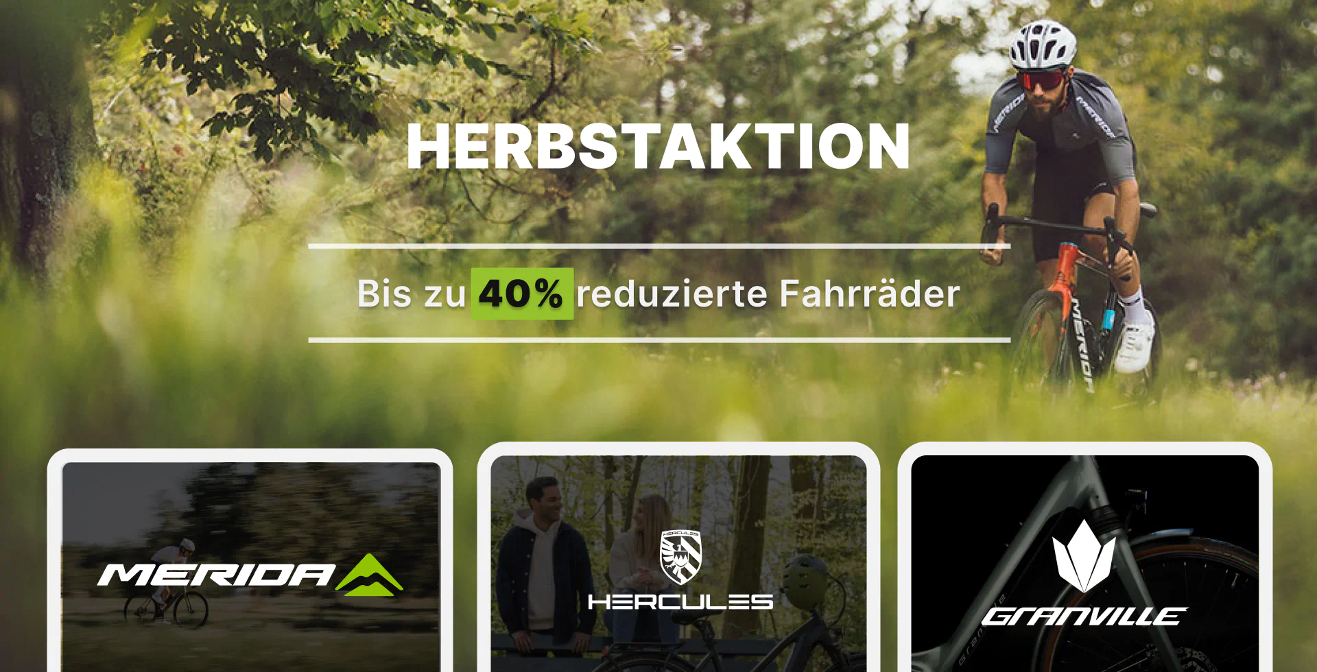Banner Herbstaktion Fahrräder Desktop Version