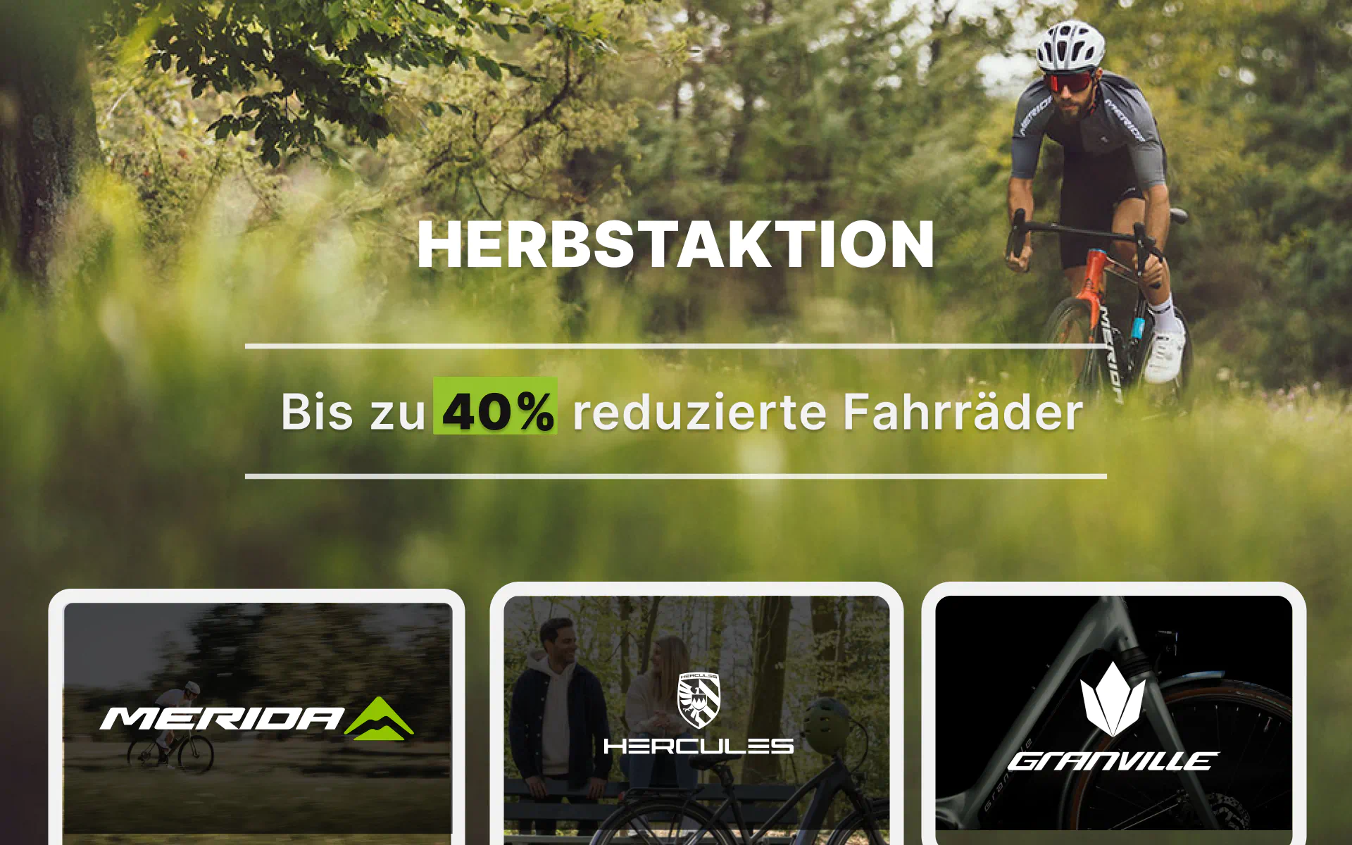 Banner Herbstaktion Fahrräder Mobile Version